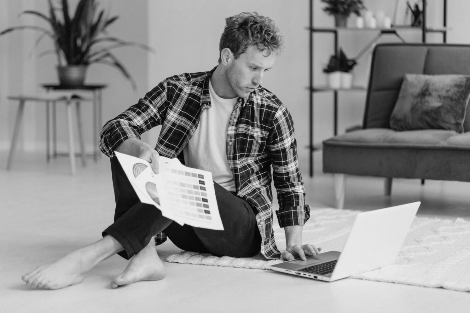 Professional copywriting workspace showing strategic content development process